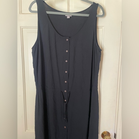 J. Jill Button Down Sleeveless MIDI Shift Dress Black W/Drawstring Waist XL Tall - Picture 8 of 9
